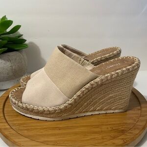 Toms Monica Mule Two-Tone Platform Espadrille Women’s 11 Boho Chic Wedge Sandal